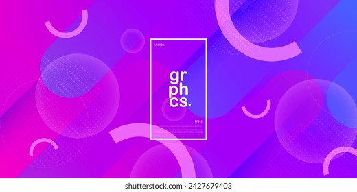 Dynamischer geometrischer violetter und blauer Farbverlauf Hintergrund. Moderne Musterformen und Blasenzusammensetzung. EPS10-Vektor