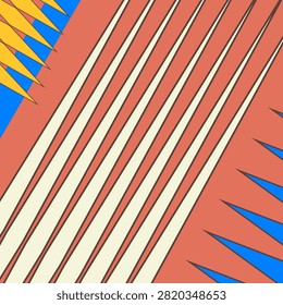 Dynamic geometric seamless pattern with diagonal beige striped lines on terracotta orange background
