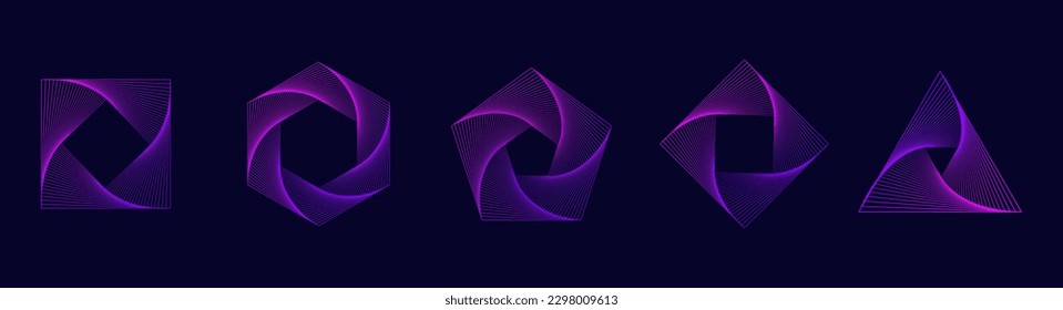 Dynamic Geometric Shapes Hexagon Rhombus Square Triangle Ngon Polygon. Abstract Modern Graphic Design Elements. Colorful Gradient Blend Designs. Creative Vector Illustration.
