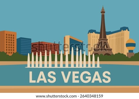 A dynamic and glamorous view from the Bellagio Fountains, showcasing the iconic Las Vegas Strip with vibrant lights, luxury hotels, and the mesmerizing water show in the foreground.