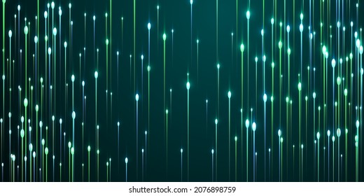 Dynamic glowing line beams speed motion vector. Tech neon teal spark particles. Scientific lines shift up innovative illustration. Speed motion compound background.
