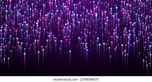 Dynamic glowing line rays speed motion concept. Tech neon purple spark elements. Scientific lines movement innovative illustration. Speed motion complex background.