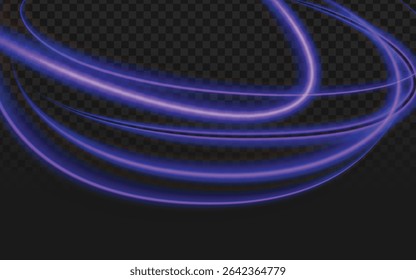 Dynamic glowing purple light trails with motion blur, perfect for sci-fi visuals, tech branding, or gaming graphics. Electrifying and futuristic.