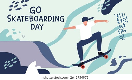  Dynamic Go Skateboarding Day Illustration with Skateboarder in Action
