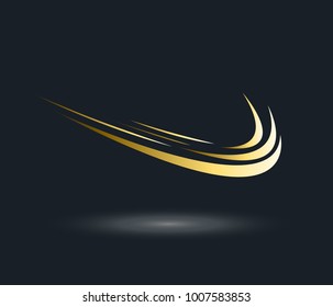dynamic gold ocean wave stream line logo on black background