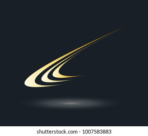 dynamic gold ocean wave stream line logo on black background