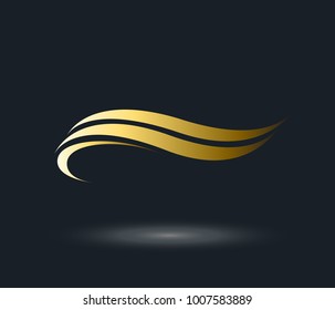 dynamic gold ocean wave stream line logo on black background