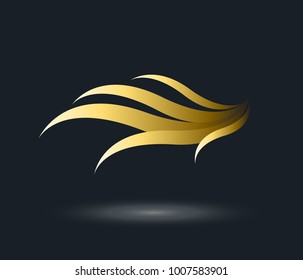 dynamic gold ocean wave stream line logo on black background