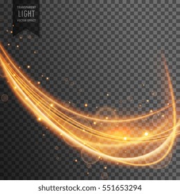 dynamic gold wave with sparkles on transparent background