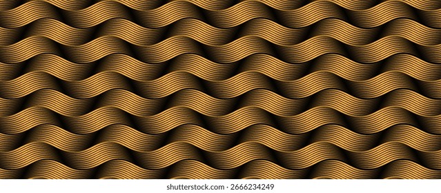Dynamic golden abstract vector background with diagonal stripes. Trendy classic colors. 3D business presentation banner cover. Fast-moving soft dot shadows. Vector illustration.