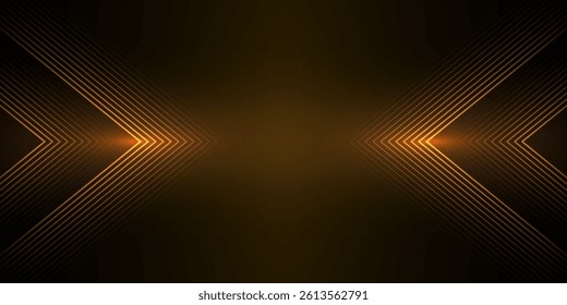 dynamic golden arc line technology design concept on black background