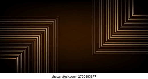 dynamic golden arc line technology design concept on black background
