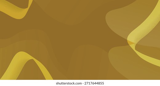 Fitas douradas dinâmicas elegantemente curvam-se e se entrelaçam contra um fundo marrom rico, criando uma sensação de movimento e sofisticação.