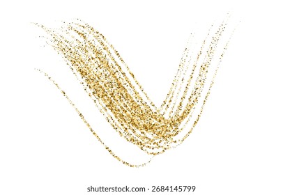 Ondas doradas dinámicas con Pequeñas partículas brillantes y efectos de brillo. Ondas de flujo punteado de oro, patrón ondulado de brillo. Red de gradiente discontinua curva de Vector dorado para diseño navideño, fondo abstracto