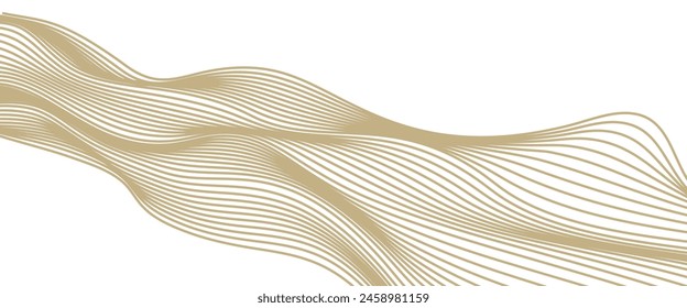 Vector ondulado dinámico dorado que fluye arte de la línea abstracta aislado en fondo transparente en concepto de lujo.Ilustración vectorial