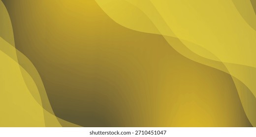 Fondo abstracto amarillo dorado dinámico con Formas suaves, fluidas y onduladas. Las transiciones de degradado y las capas traslúcidas crean profundidad.