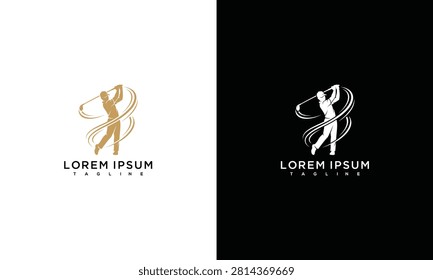 Dynamic Golfer Silhouette with Swirling B Letter Logo Design