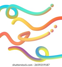 Dynamic Gradient Abstract Lines, Colorful Wavy Fluid Shapes