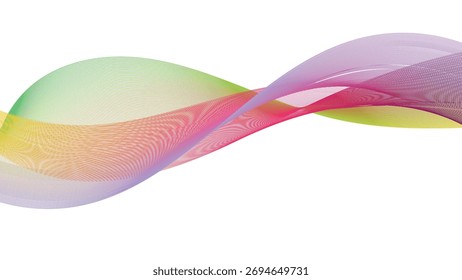 Dynamic gradient colorful flowing wave design element. Abstract wavy lines gradient vector line blend element. Wave element with colorful gradient lines blend effect.	
