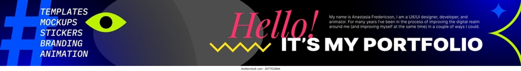 Dynamic Gradient Header for Portfolio. Transparent Horizontal Banner for Creative Occupation Identity. Vector illustration