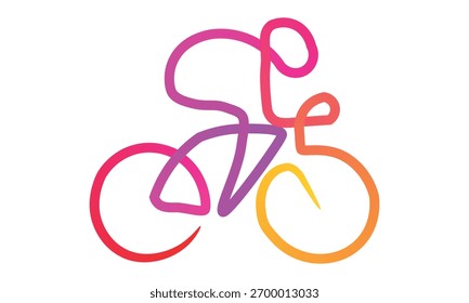 Dinâmica Gradiente Linha Arte de um Ciclista para Esporte e Atividade Branding e Design Gráfico Moderno