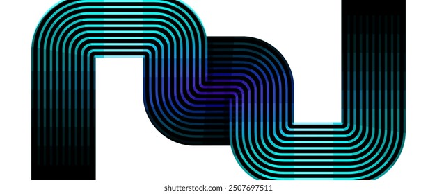 Dynamic Gradient Line Art on white background. Abstract Flowing Lines with Color Transition, blue gradient. Modern Gradient Pathway Design. Vibrant Abstract Line Art Background.
