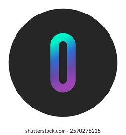 Dynamic Gradient Number Zero in Vibrant Colors on Dark Circle Background