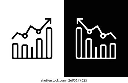 Um ícone de gráfico dinâmico que visualiza as tendências ascendentes, a expansão dos negócios e o crescimento contínuo. Excelente para plataformas financeiras, painéis de dados e ferramentas de previsão econômica.