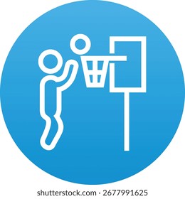 Um gráfico dinâmico captura um jogador de basquete em movimento, mostrando o atletismo e o espírito do jogo com linhas em negrito e cores vibrantes.