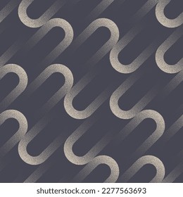 Dynamic Graphic Fashionable Seamless Pattern Vector Dot Work Abstract Background. Repetitive Oblique Wavy Structure Fancy Textile Print. Wrapping Paper Endless Texture. Boundless Half Tone Abstraction