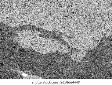 Dynamic grayscale abstract featuring a leaping figure with grainy noise, grunge textures, halftone dots, and glitch effects for a bold, raw look.