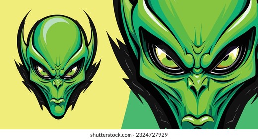 Dynamic Green Alien Logo Mascot: Illustration Vector Graphic for Sport and E-Sport Teams