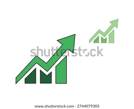 Dynamic green arrow graphs illustrate business growth and success, conveying a sense of progress and prosperity