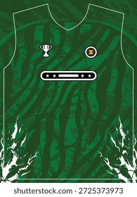 Plantilla atlética verde dinámica del jersey con el modelo y los emblemas Abstractas del grunge