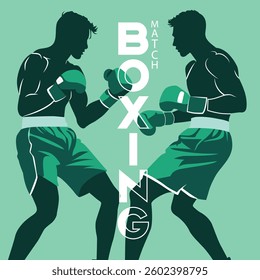 dynamic green boxing person silhouette poster illustration, sporty pop color design