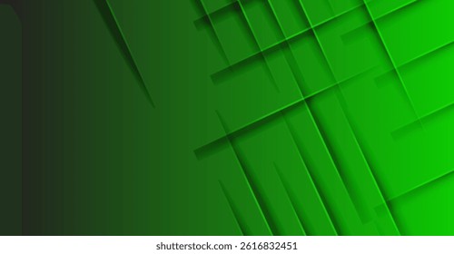 Dynamic Green Geometric Background with Angular Lines and Shadowed Planes, Abstract Design for Modern Presentations and Digital Layouts with Depth and Texture 3D Feel