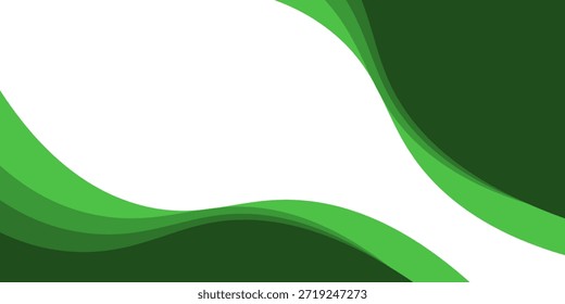 Fundo abstrato da onda verde dinâmica com curvas em camadas e tema ambiental fresco para design moderno.ilustração vetorial eps10