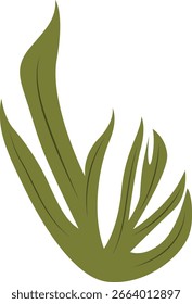 Dynamic green wild grass blade illustration with flowing tips, perfect for nature decoration, eco themes, or organic branding.