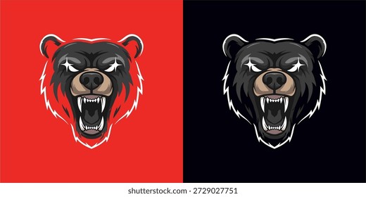 Dynamic Grizzly Bear Illustration, Graphic Art, Nature Environment, Bold Design, Fierce Emotions