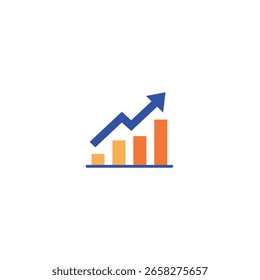 Ilustración de gráfico de crecimiento dinámico que muestra el progreso del negocio y los datos financieros con una tendencia al alza