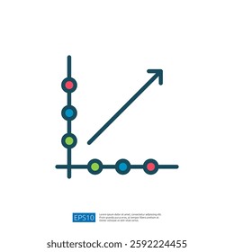 Dynamic Growth Chart Increasing Over Time Representing Data Analysis and Business Insights with Colorful Elements and Clean Design