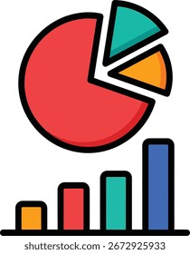 Dynamic growth charts and pie graph symbolizing financial success and business strategy