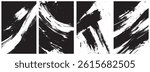 Dynamic Grunge Brush Stroke Set, Abstract Ink Splatters and Flowing Paint Textures on Black Background