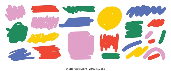 dynamic grunge paint strokes set. paint strokes doodle, Ideal for posters, social media graphics. abstract freehand artistic touch. . Vector illustration