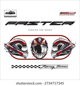 Dynamic Grunge Style Racing Helmets