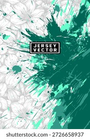 TEXTURA GRUNGE DINÂMICA COM ARTE DE LINHA DE FLOR PARA SUBLIMAÇÃO DE JERSEY