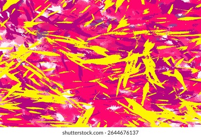 Dynamic grunge-style abstract background with vibrant yellow brush strokes over a vivid pink base, for creative branding, posters, and contemporary graphic design.