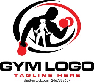 Dynamic gym logo design, perfect for fitness centers, personal trainers, and workout brands, conveying energy and strength.