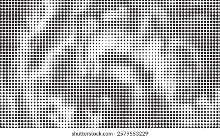 Dynamic Halftone Pattern with Varying Dot Sizes Creates a Visual Ripple Effect of Concentric Circles on a White Background