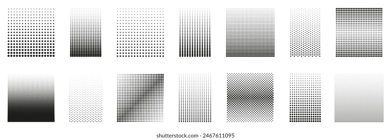 Patrones Dinámicos De Semitonos Con Gradientes Y Texturas Punteadas. Ilustración vectorial aislada.